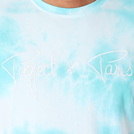 Project X Paris - Tee Shirt Tie Dye 2010145 Bleu Turquoise