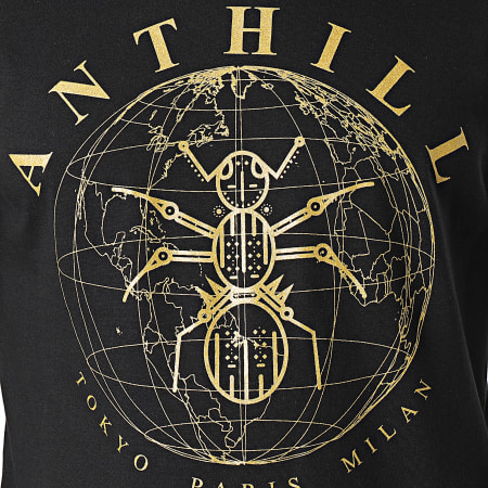 Anthill - Maglietta con logo oro nero