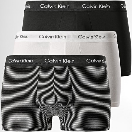 Calvin Klein - Pack De 3 Boxers Cotton Stretch U2664G Negro Blanco