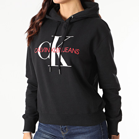Calvin Klein Sweat Capuche Femme Crop Monogram 7230 Noir Ryses