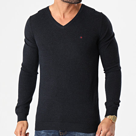 Teddy Smith Pull Col V Poki Bleu Marine Chin