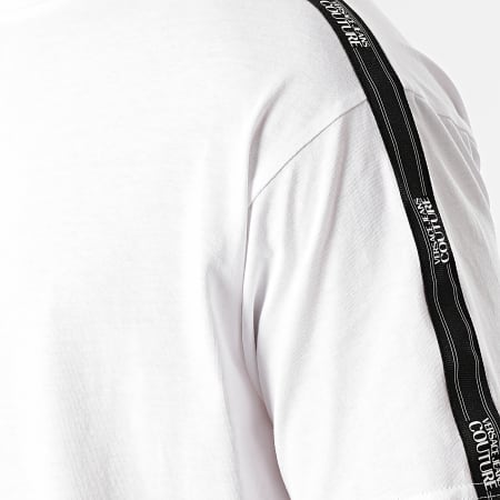 Versace Jeans Couture - Tee Shirt A Bande Tape Logo Blanc