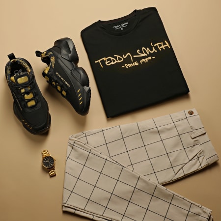 Teddy Smith - Camiseta básica Ticlass negro dorado