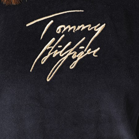 Tommy Hilfiger - Sweat Capuche Femme Velours 2532 Bleu Marine Doré