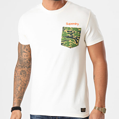 Superdry - Camiseta clásica de lona con bolsillo de camuflaje M1010354A Beige
