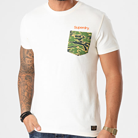 Superdry - Camiseta clásica de lona con bolsillo de camuflaje M1010354A Beige