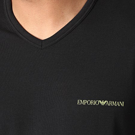 Emporio Armani - Lot De 2 Tee Shirts Col V 111849-1P717 Noir Jaune Fluo