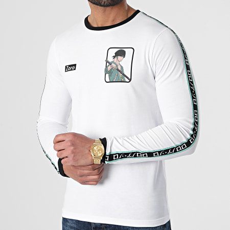 One Piece - Camiseta de manga larga a rayas Zoro Blanco
