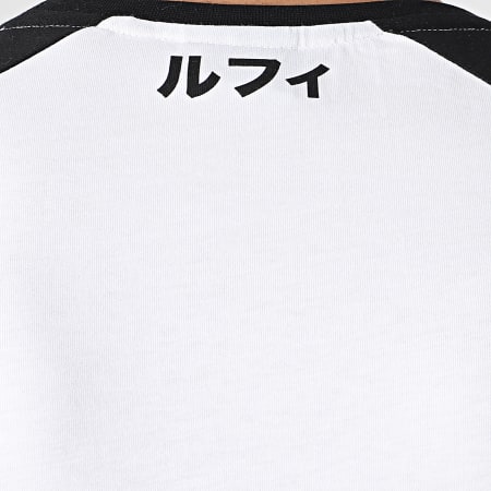 One Piece - Tee Shirt Raglan Luffy Front Blanc Noir