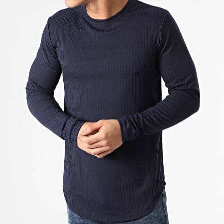 Frilivin - Tee Shirt Manches Longues Oversize 15125-3 Bleu Marine