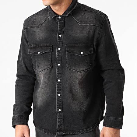 Ikao - Chemise Jean Manches Longues LL210 Noir