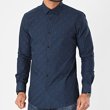 Only And Sons - Chemise Manches Longues Taylon Bleu Marine
