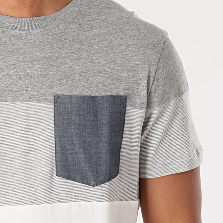 Produkt - Tee Shirt Poche Contrast Pocket Gris Chiné Blanc