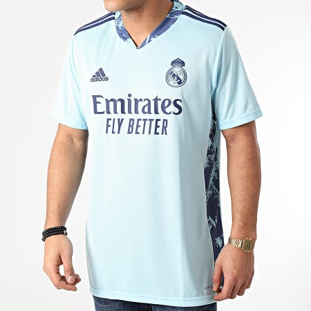 Adidas Performance - Tee Shirt De Sport A Bandes Real Madrid FM4738 Bleu Clair