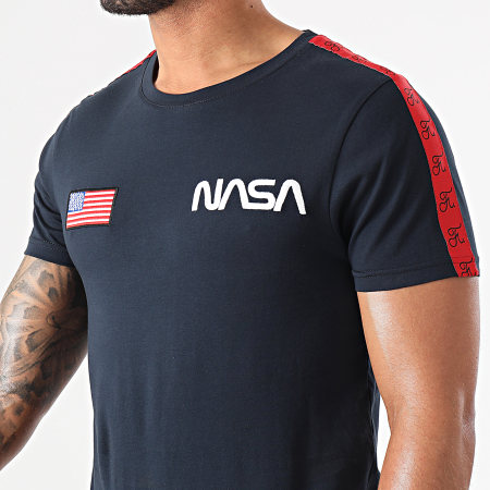 Final Club - Maglietta della NASA edizione USA con strisce e ricami 508 blu navy