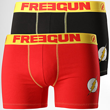 Freegun - Lot De 2 Boxers Flash Noir Rouge