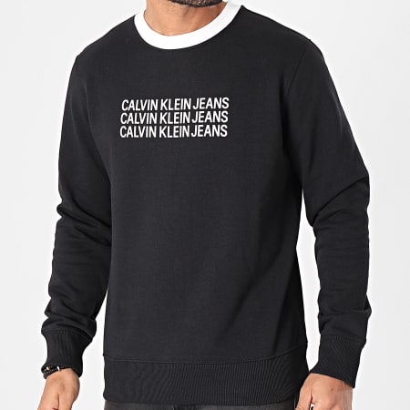 Calvin Klein - Sweat Crewneck Institutional Repetition 3740 Noir