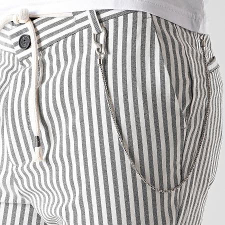 2Y Premium - Pantalon A Rayures 3004 Blanc Gris Anthracite