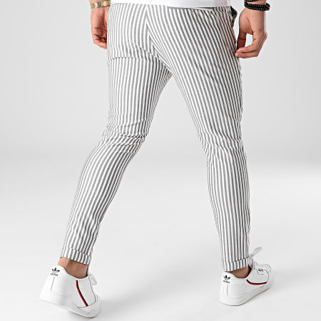 2Y Premium - Pantalon A Rayures 3004 Blanc Gris Anthracite