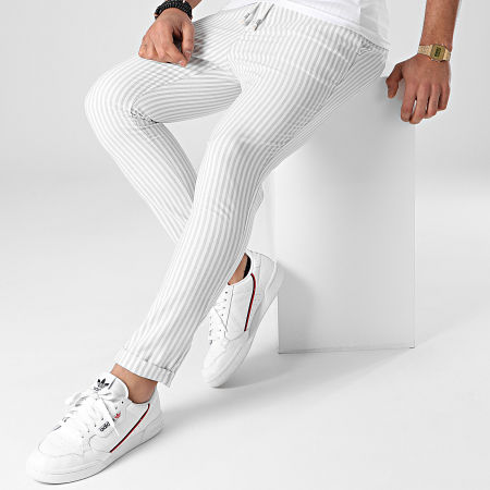 2Y Premium - Pantalon A Rayures 3004 Blanc Gris