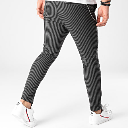 2Y Premium - Pantalon A Rayures 3004 Noir Gris Anthracite