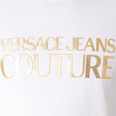 Versace Jeans Couture - Tee Shirt Logo Foil B3GWA7TB-30319 Blanc Doré