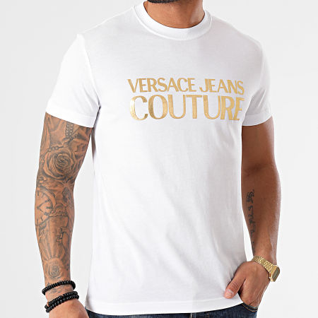 Versace Jeans Couture - Tee Shirt Logo Foil B3GWA7TB-30319 Blanc Doré