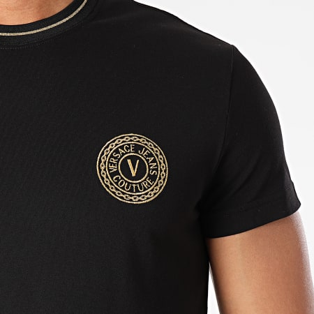 Versace Jeans Couture - Tee Shirt Round Small Embroidery B3GWA7TF-30319 Noir Doré