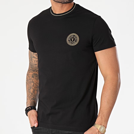Versace Jeans Couture - Tee Shirt Round Small Embroidery B3GWA7TF-30319 Noir Doré