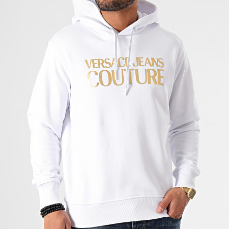 Versace Jeans Couture - Sweat Capuche Logo Foil B7GWA7TP-30318 Blanc Doré