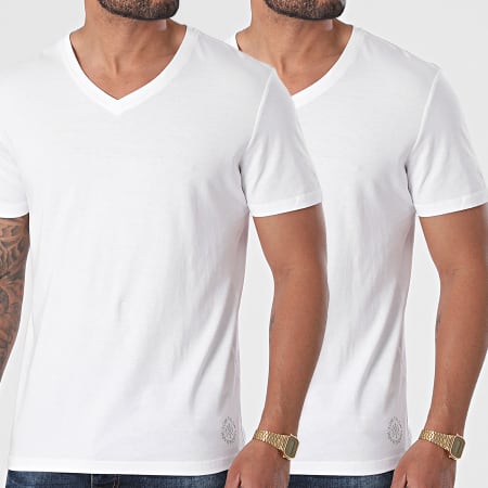 Tom Tailor - Lot De 2 Tee Shirts Col V 1008963-XX-10 Blanc