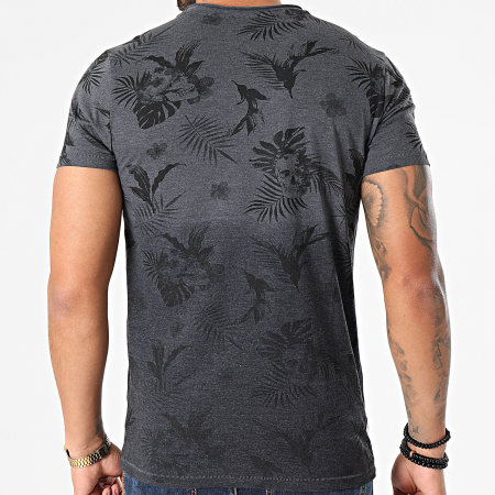 Deeluxe - Tee Shirt Floral Skully Gris Anthracite Chiné