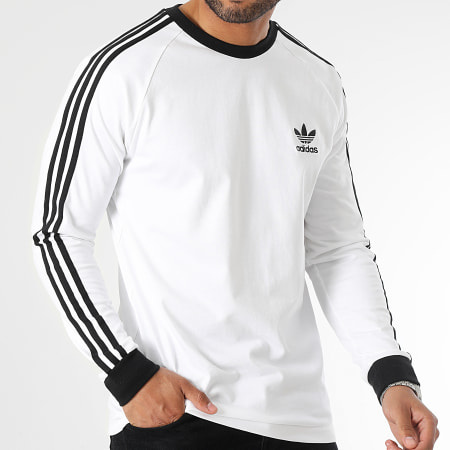 Adidas Originals - Tee Shirt Manches Longues A Bandes 3 Stripes GN3477 Blanc