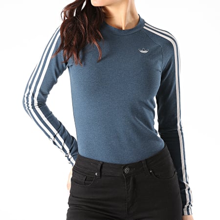Adidas Originals - Tee Shirt Femme Manches Longues A Bandes GN4381 Bleu Marine