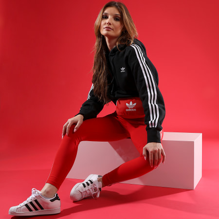 Adidas Originals - Pantaloncini da donna con cappuccio a righe GN2890 Nero