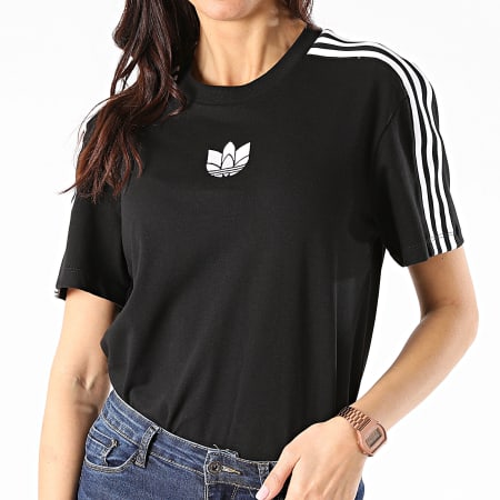 Adidas Originals - Tee Shirt Femme A Bandes Loose GN2930 Noir