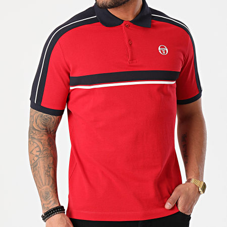 Sergio Tacchini - Polo Manches Courtes A Bandes Apricot 39223 Rouge