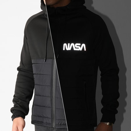 NASA - Veste Zippée Capuche Worm Réfléchissant Noir
