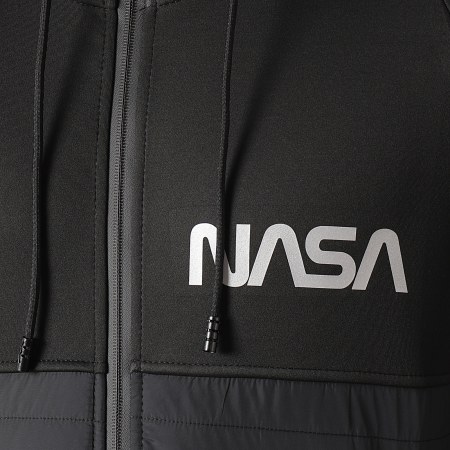 NASA - Veste Zippée Capuche Worm Réfléchissant Noir