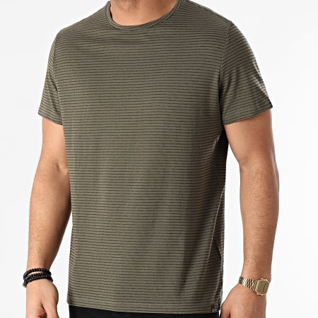 Blend - Tee Shirt A Rayures 20711677 Vert Kaki