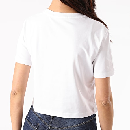 Calvin Klein - Tee Shirt Crop Femme Gel Print Monogram Logo 5312 Blanc