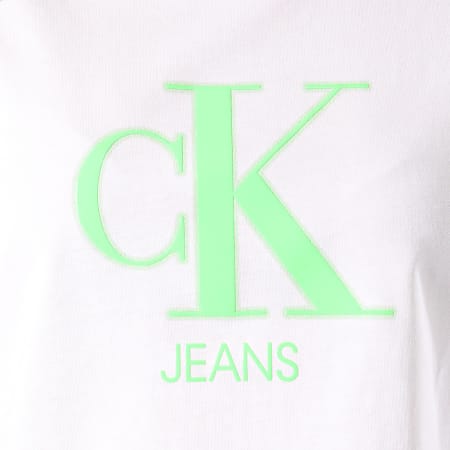 Calvin Klein - Tee Shirt Crop Femme Gel Print Monogram Logo 5312 Blanc