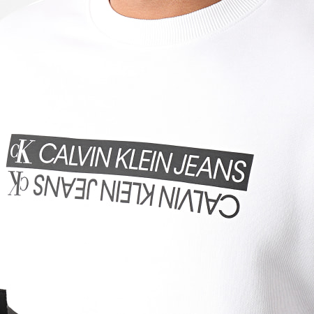 Calvin Klein - Sweat Crewneck Mirrored Logo Colorblock 7154 Noir Blanc