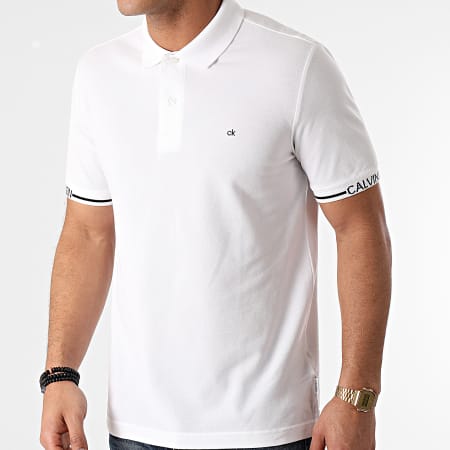 Calvin Klein - Polo Manches Courtes Logo Cuff 7148 Blanc