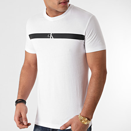 Calvin Klein - Tee Shirt Horizontal CK Panel 7165 Blanc