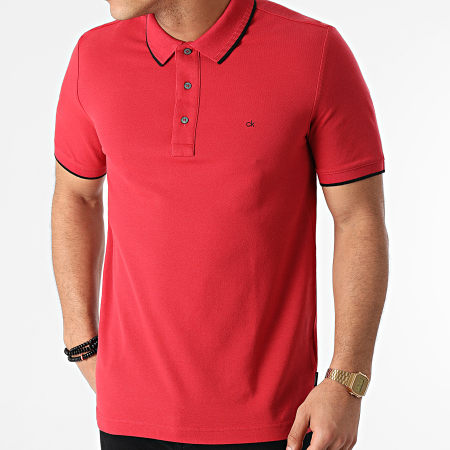 Calvin Klein - Polo Manches Courtes Stretch Tipping 7211 Rouge