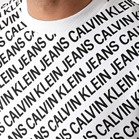 Calvin Klein - Sweat Crewneck AOP Diagonal Logo 8060 Blanc