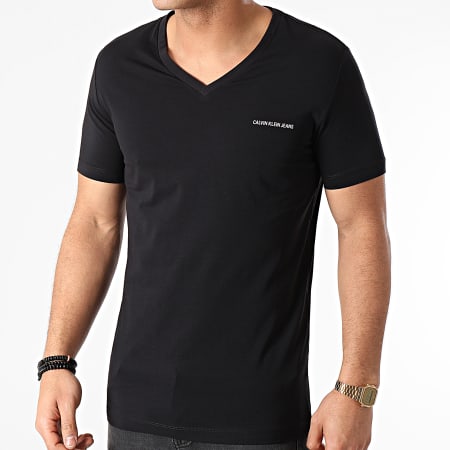 Calvin Klein - Camiseta Micro Cuello V CK 8068 Negro