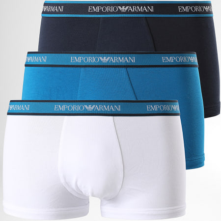 Emporio Armani - Lot De 3 Boxers 111357-1P717 Blanc Bleu
