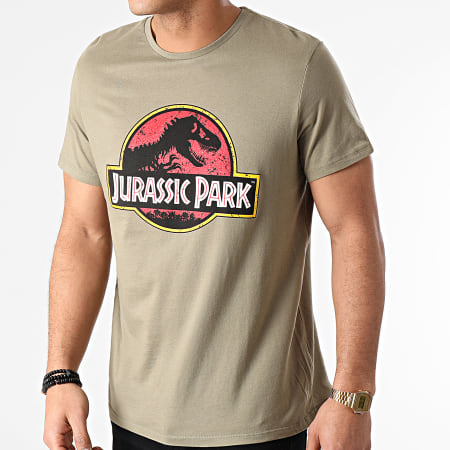 Jurassic Park - Tee Shirt Vintage Logo Vert Kaki